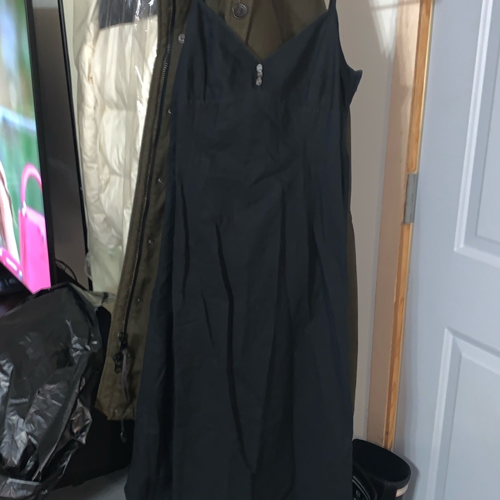H&M black linen midi dress size us12
